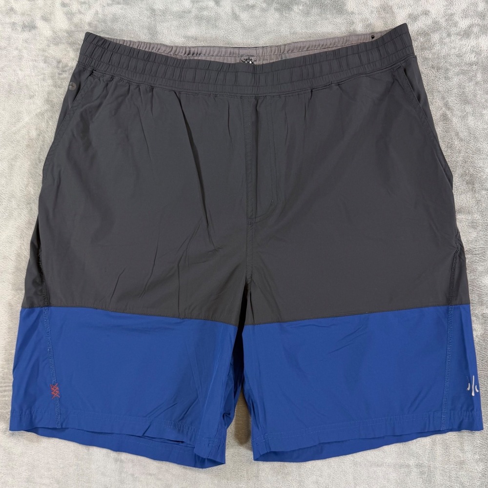 Rhone Athletic Shorts Mens Size XL Gray Blue Colorblock Lined 9 Inseam